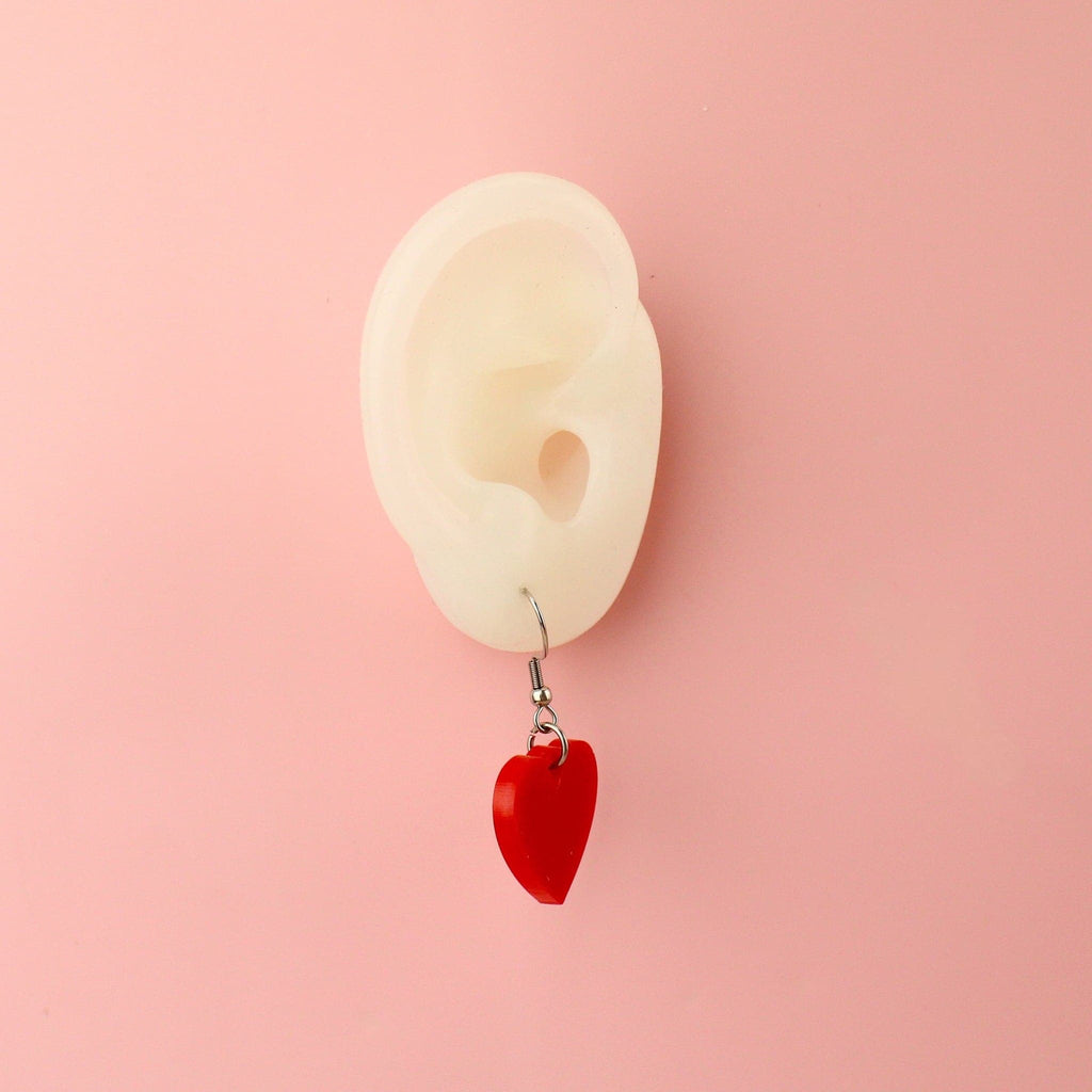Red Heart Mini Drop Earrings - Sour Cherry