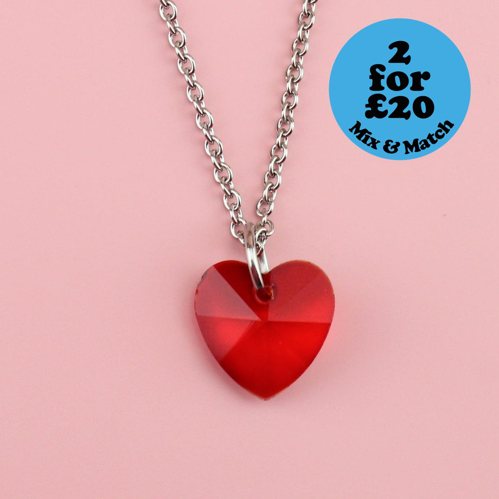 Red Heart of Glass Necklace - Sour Cherry