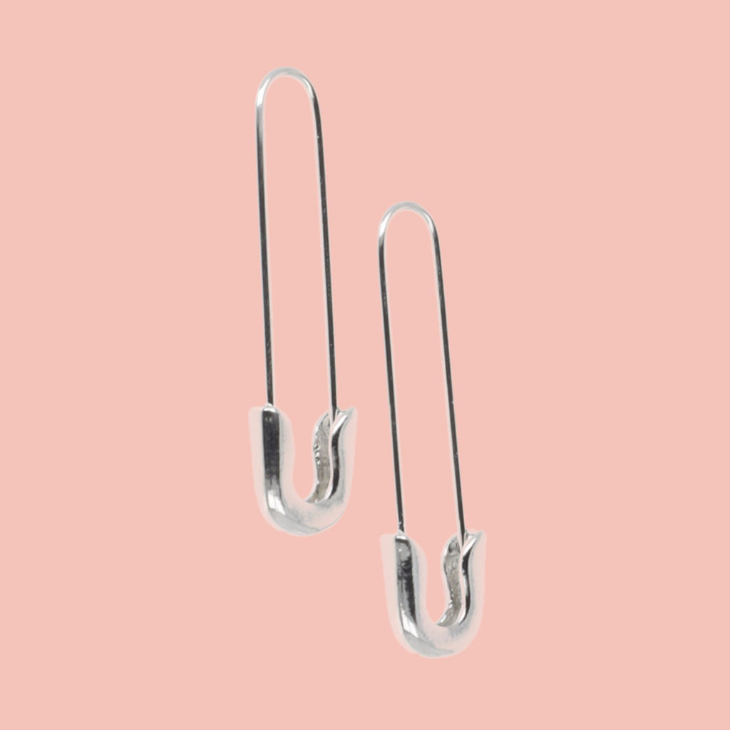 Safety Pin Earrings (Silver Plated) - Sour Cherry
