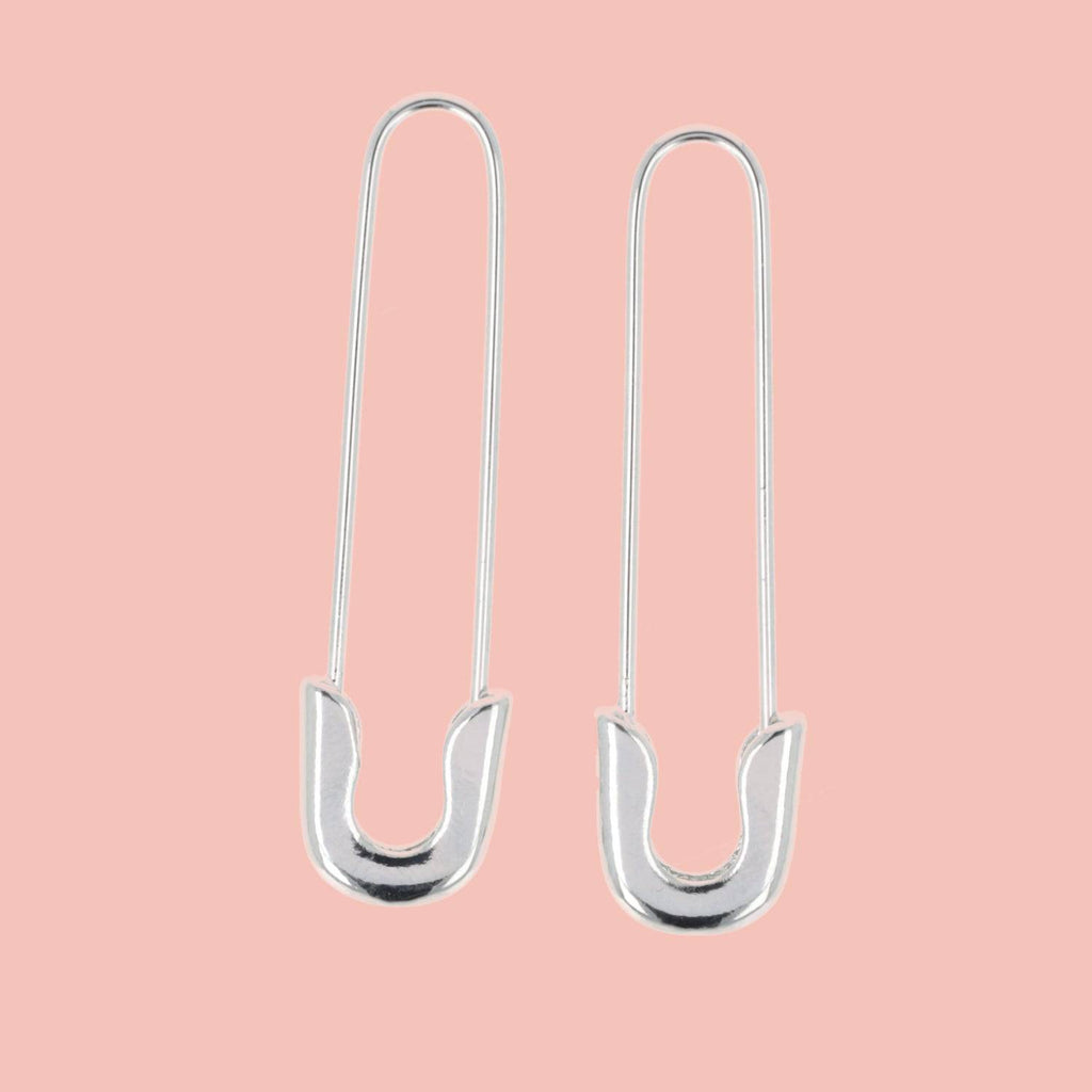 Safety Pin Earrings (Silver Plated) - Sour Cherry
