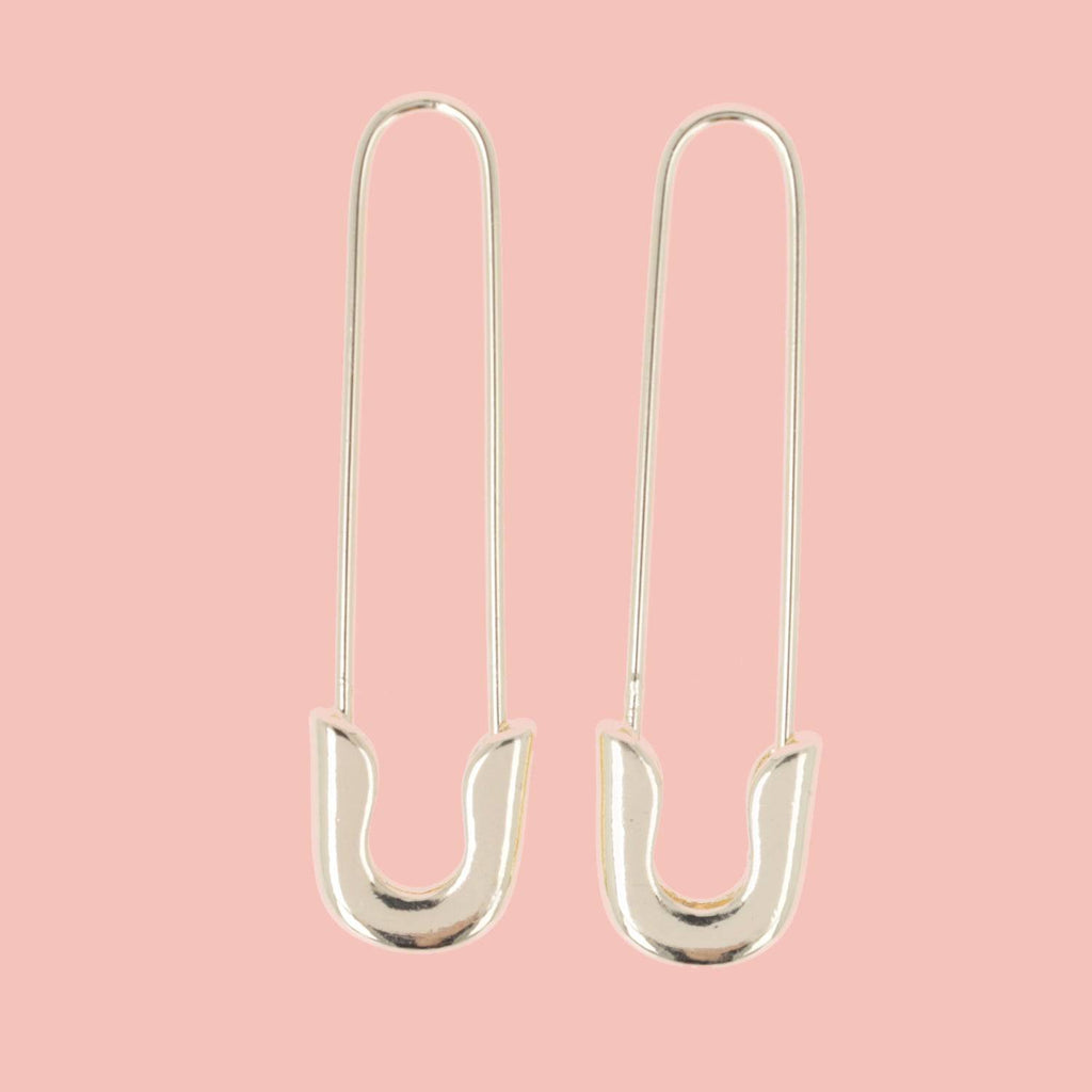 Safety Pin Earrings (Gold Plated) - Sour Cherry