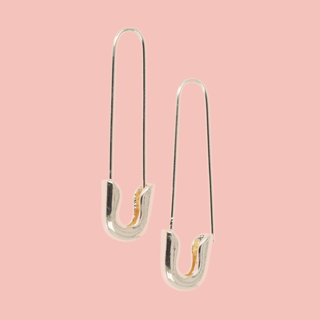 Safety Pin Earrings (Gold Plated) - Sour Cherry