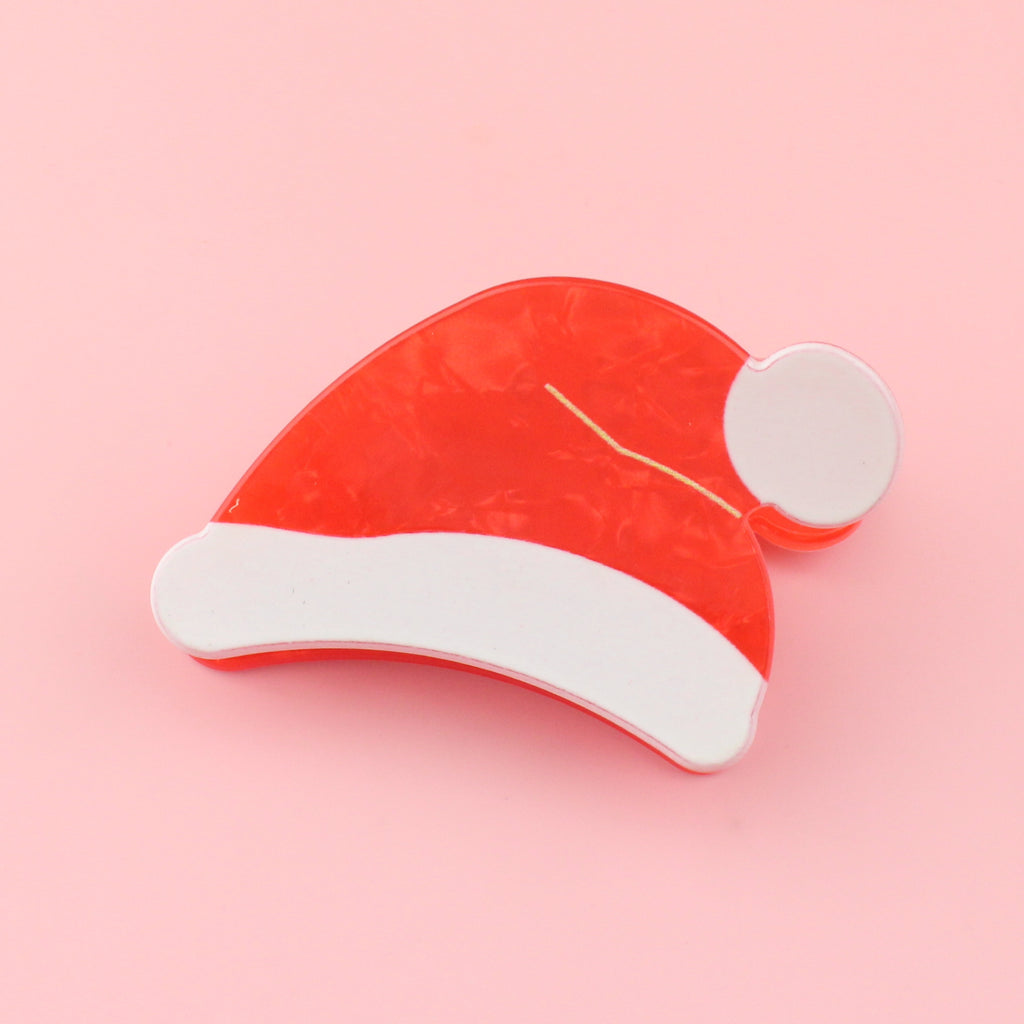 Santa hat shaped claw clip