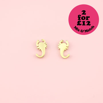 Scorpion Stud Earrings (Gold Plated) - Sour Cherry