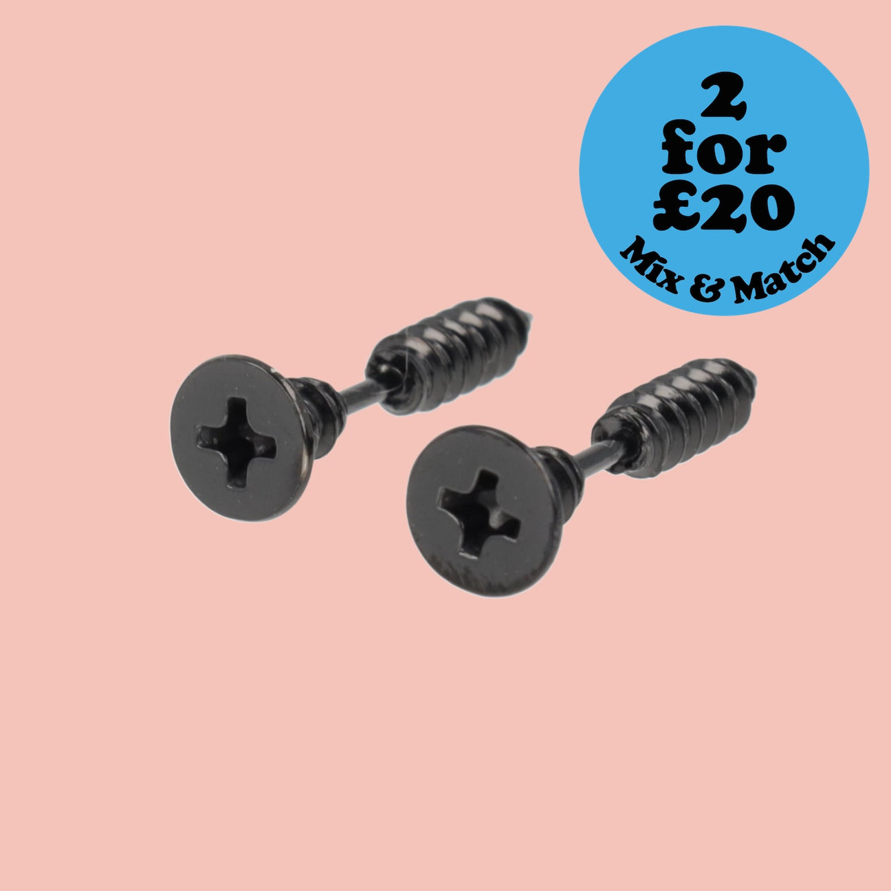 Black Screw Earrings - Sour Cherry