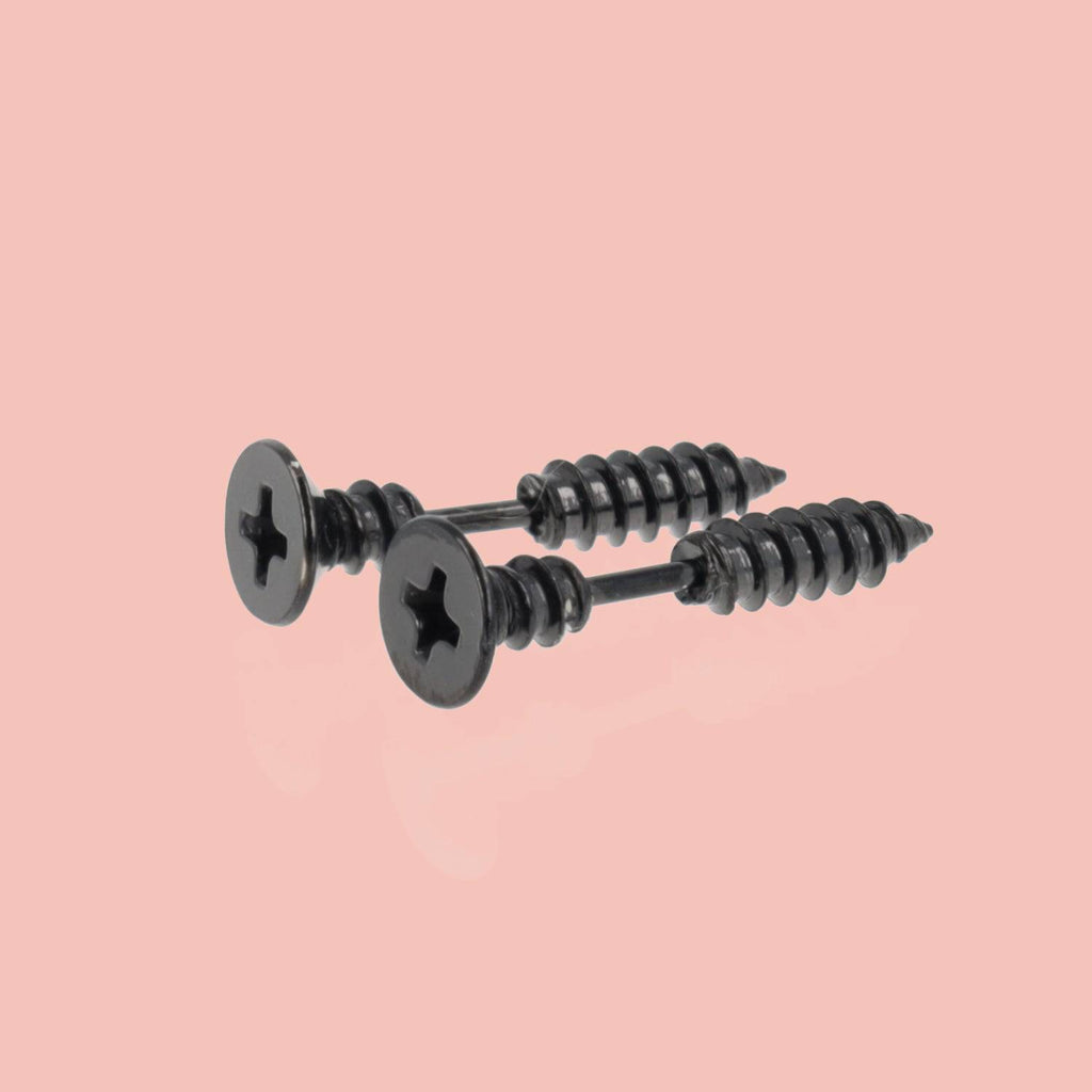 Black Screw Earrings - Sour Cherry