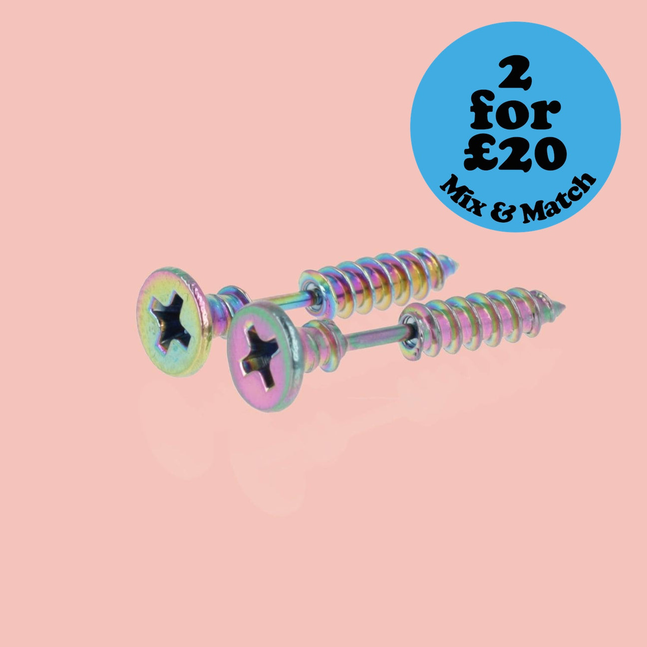 Rainbow Screw Earrings - Sour Cherry