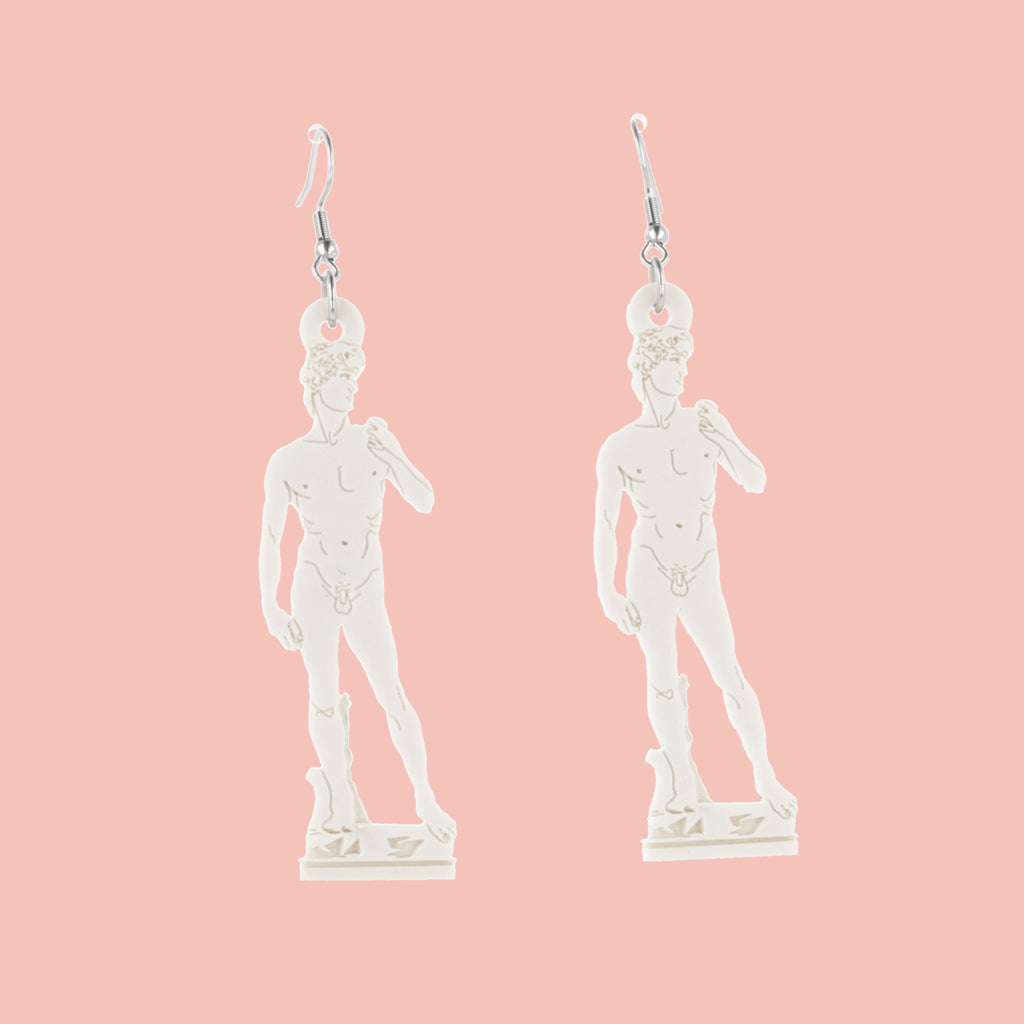 Large Sculpture of David Earrings - Sour Cherry