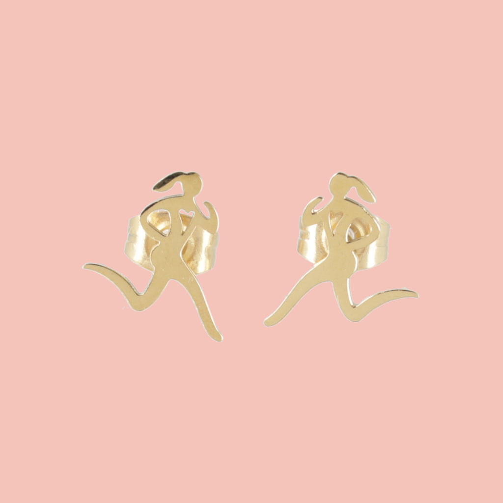She's a Track Star Stud Earrings - Gold Plated - Sour Cherry