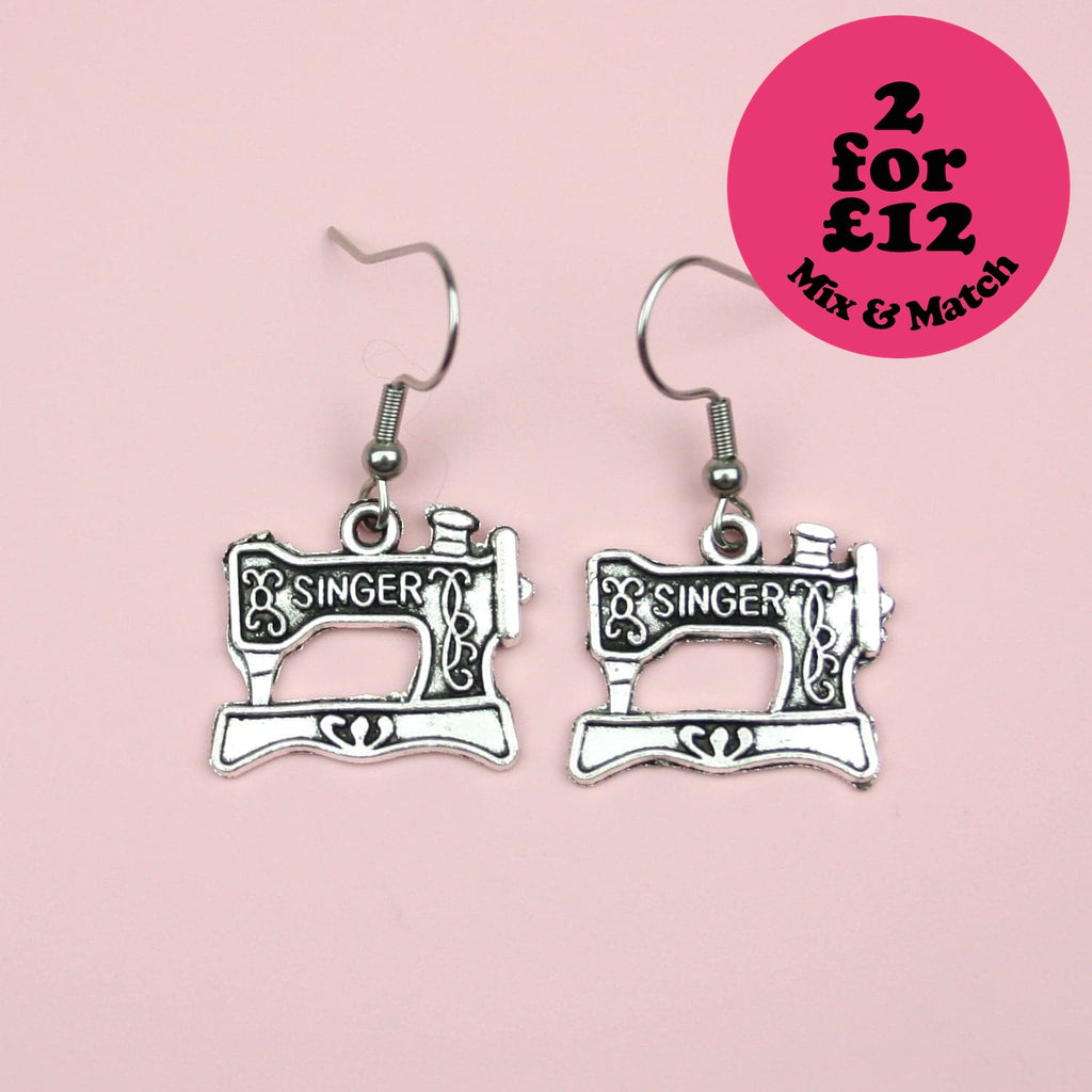 Singer Sewing Machine Earrings - Sour Cherry