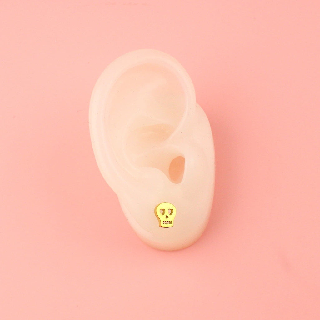 Skull Stud Earrings (Gold Plated) - Sour Cherry