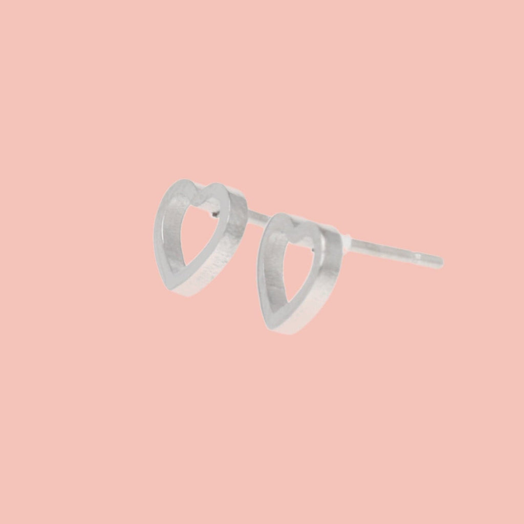 Small Cookie Cutter Heart Stud Earrings - Sour Cherry