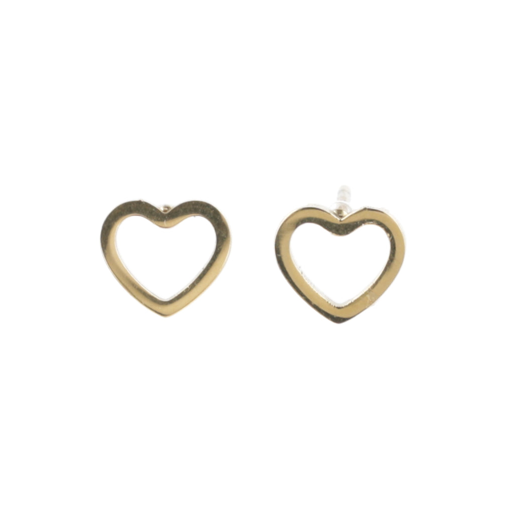 Gold plated stainless steel cut out heart cookie cutter-style studs