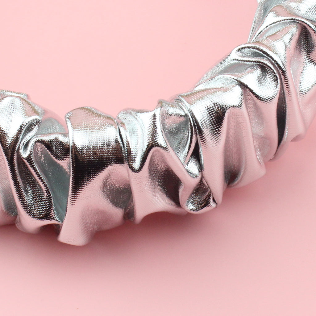 Silver chrome scrunchie style headband