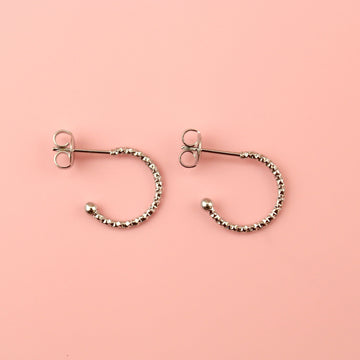 Sparkly Stainless Steel Hoop Earrings with Stud Back 