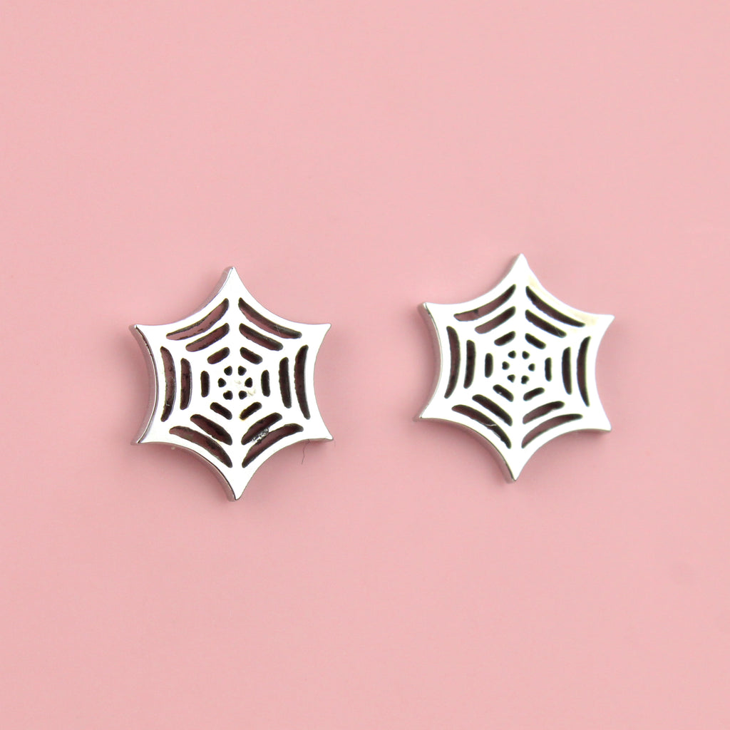 Spider Web Stud Earrings - Sour Cherry