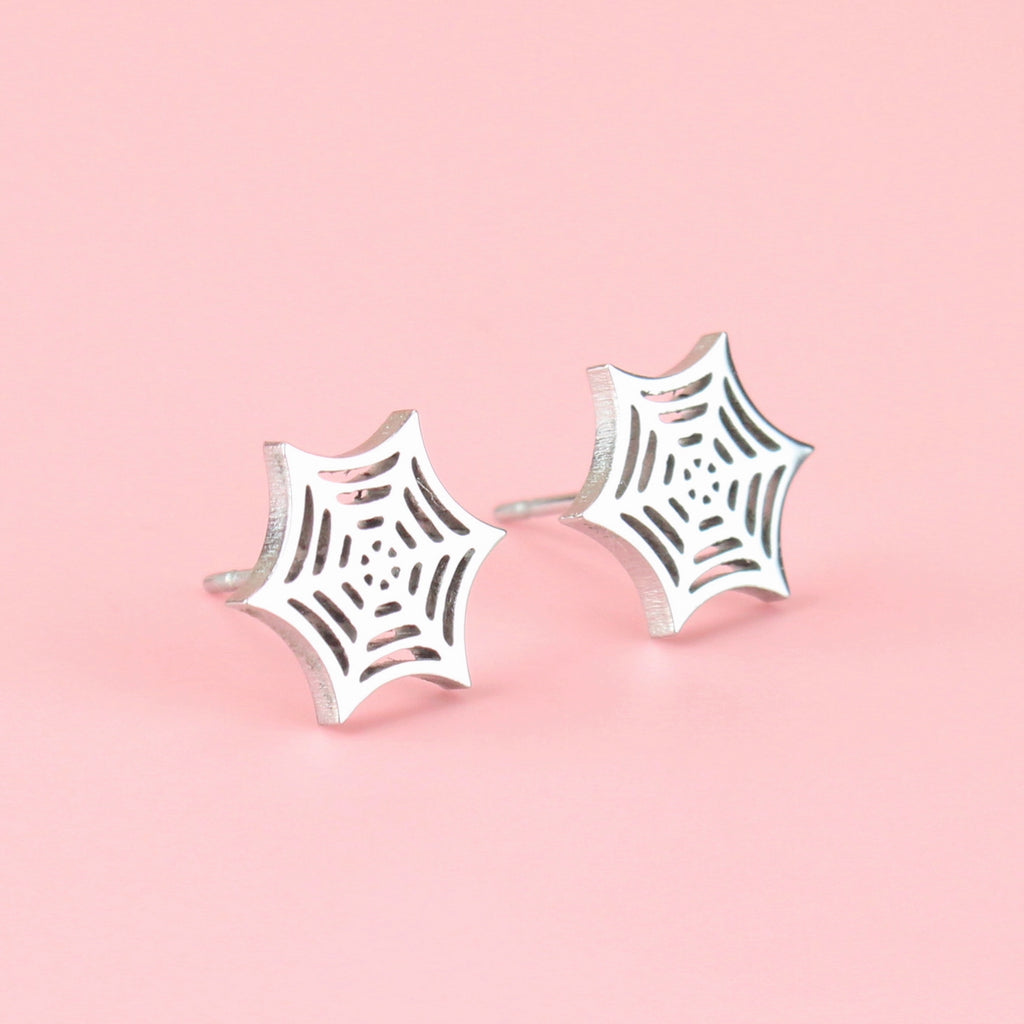 Spider Web Stud Earrings - Sour Cherry