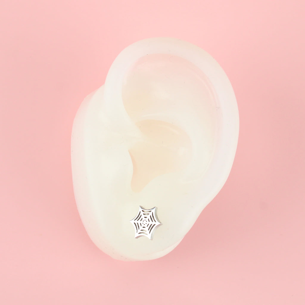 Spider Web Stud Earrings - Sour Cherry