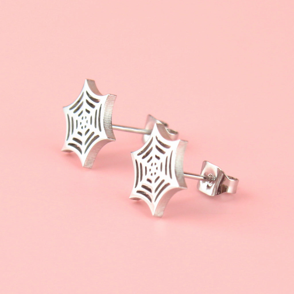 Spider Web Stud Earrings - Sour Cherry