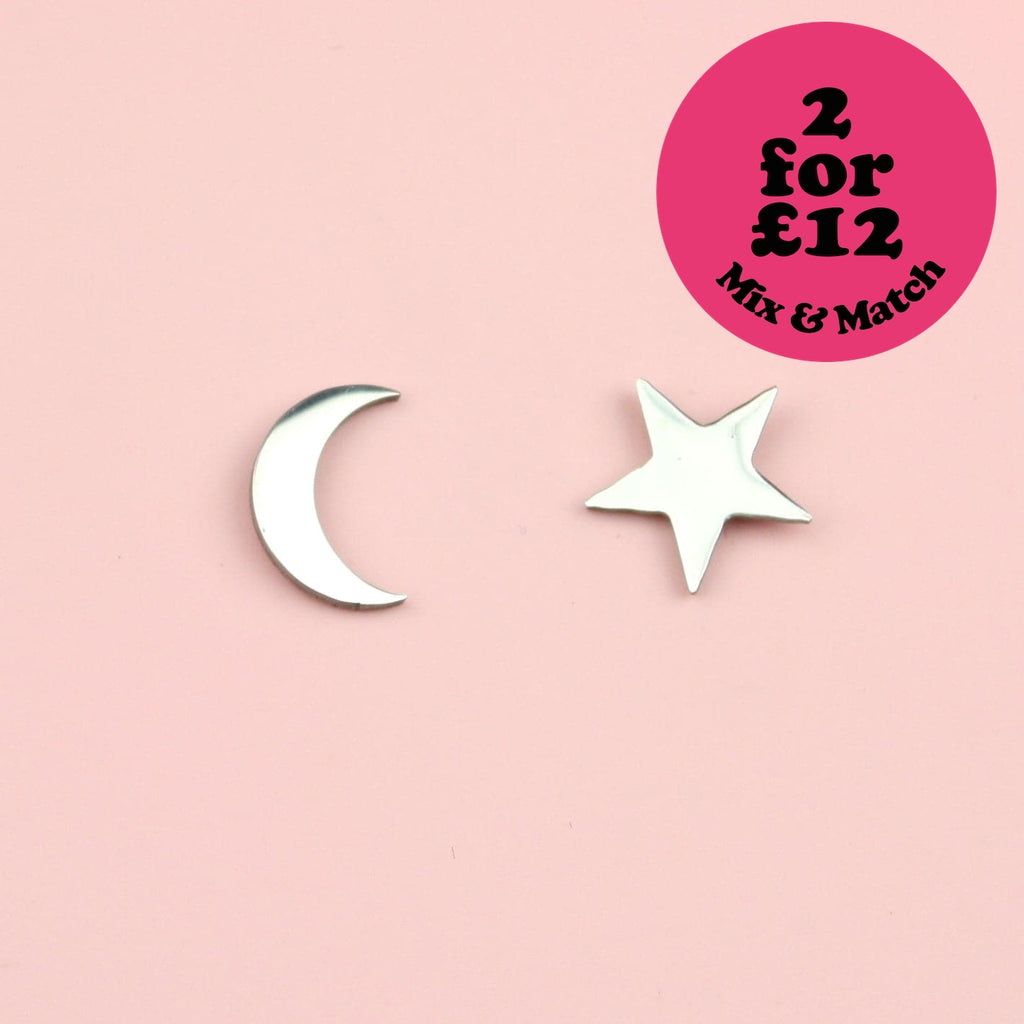 Star & Crescent Moon Stud Earrings - Sour Cherry