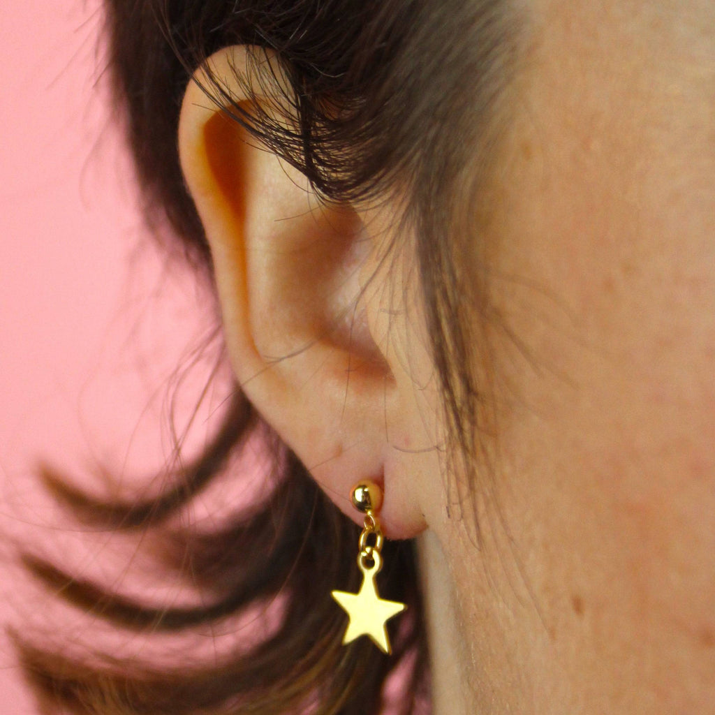 Star Drop Earrings (Gold Plated) - Sour Cherry