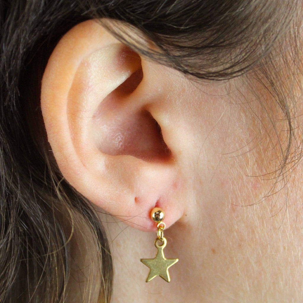 Star Drop Earrings (Gold Plated) - Sour Cherry