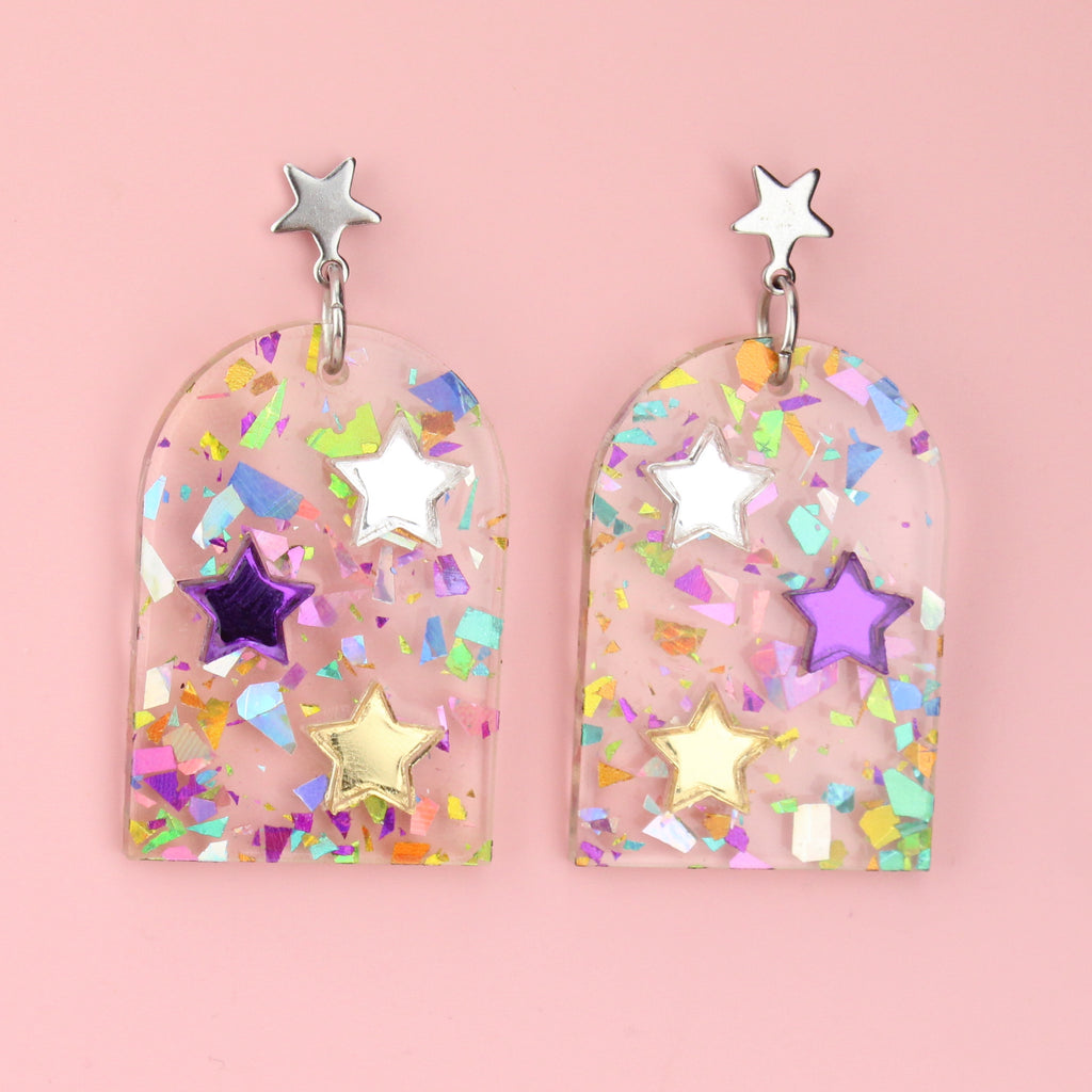 Stardust Party Popper Earrings - Sour Cherry