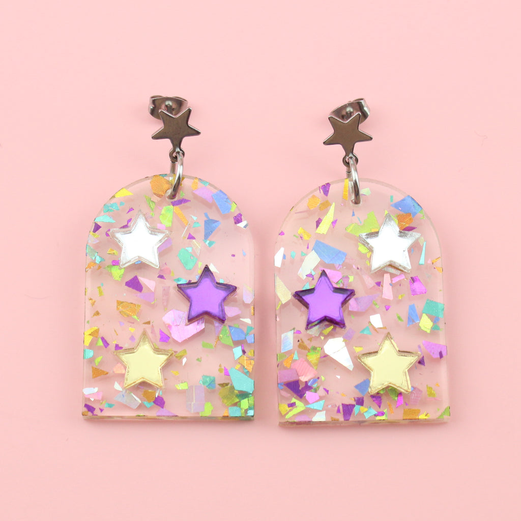 Stardust Party Popper Earrings - Sour Cherry
