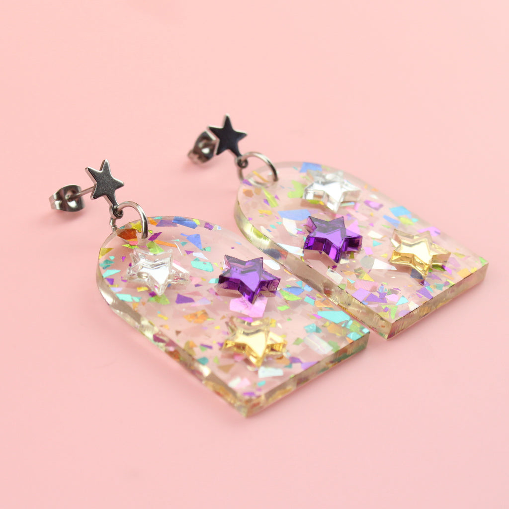 Stardust Party Popper Earrings - Sour Cherry