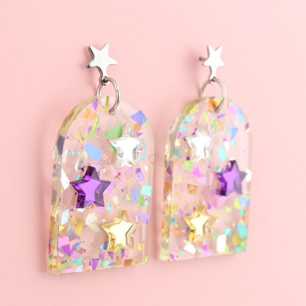 Stardust Party Popper Earrings - Sour Cherry