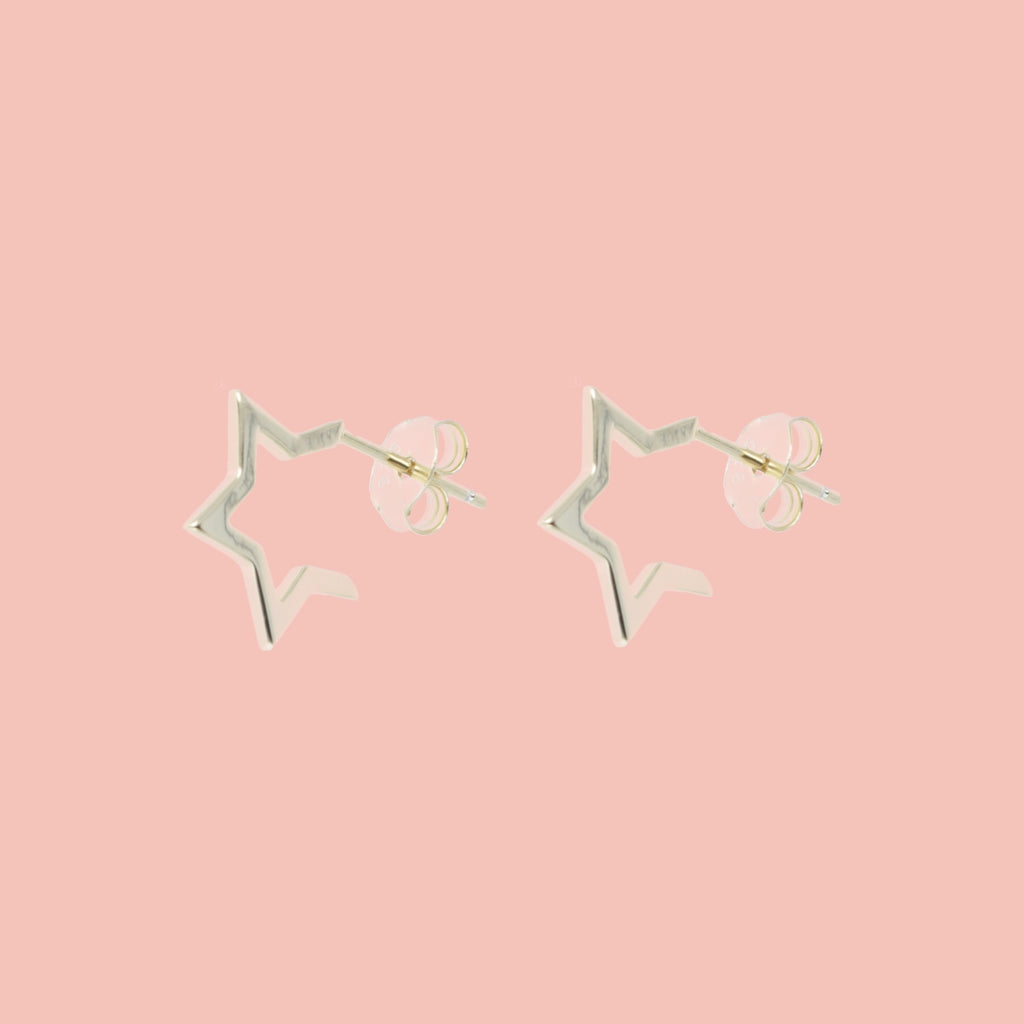 Star Outline Earrings (Gold Plated Sterling Silver) - Sour Cherry