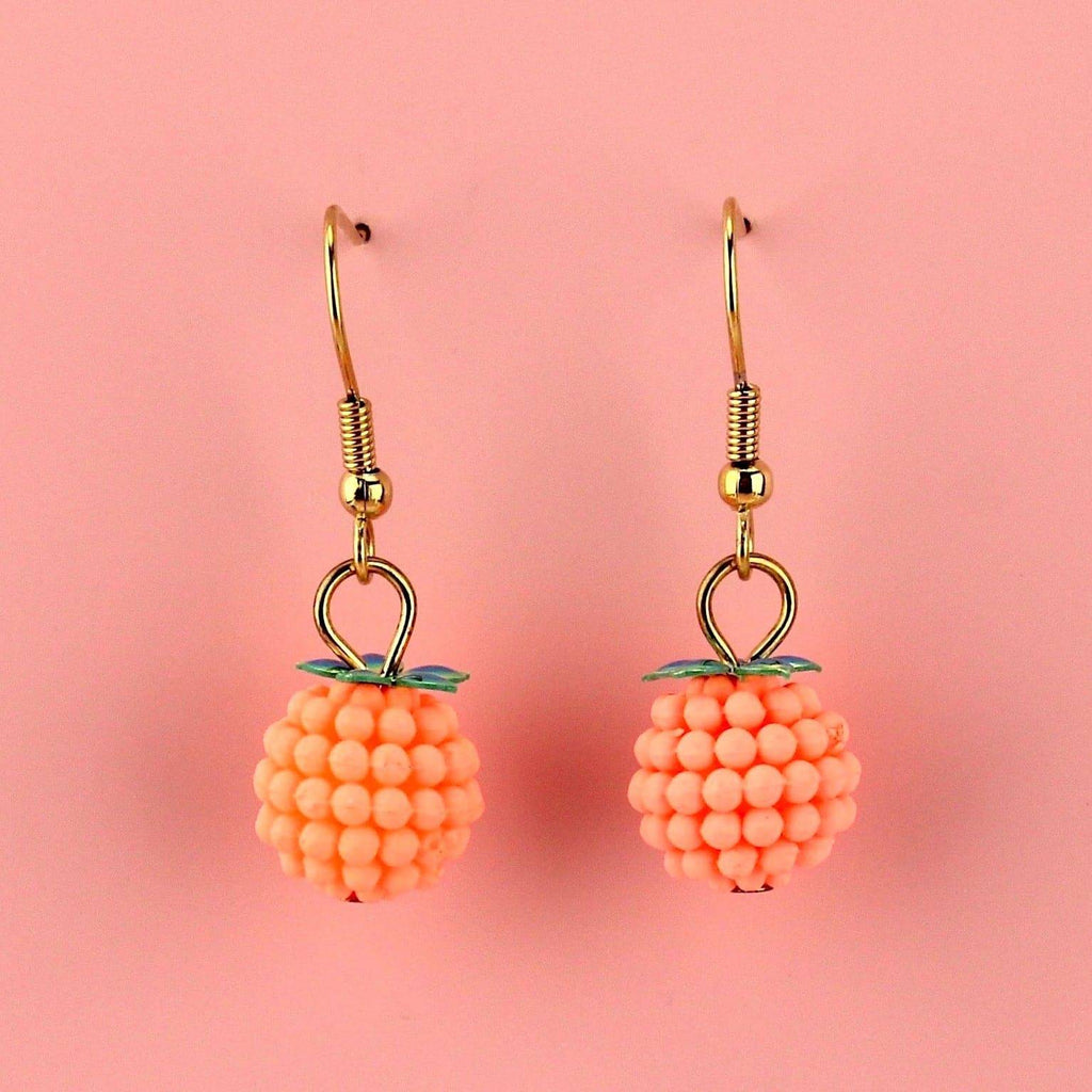 Bobbly oranges on gold plated stainless steel earwires