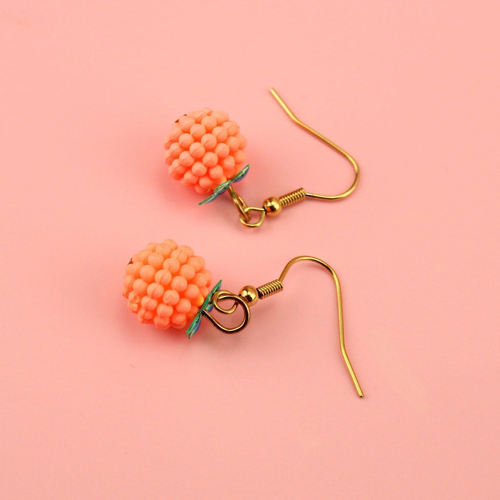 Bobbly oranges on gold plated stainless steel earwires
