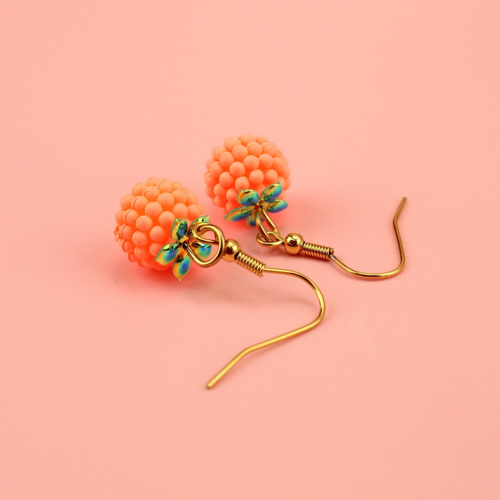 Bobbly oranges on gold plated stainless steel earwires