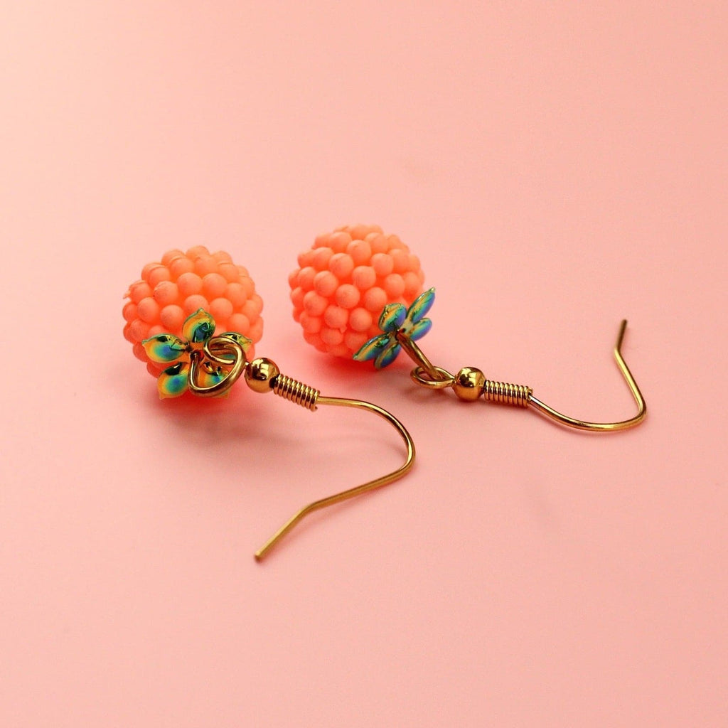 Bobbly oranges on gold plated stainless steel earwires