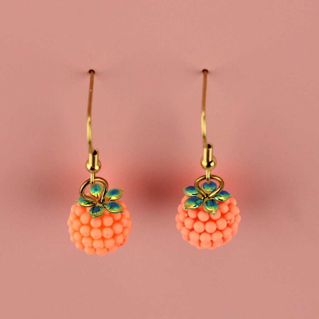 Bobbly oranges on gold plated stainless steel earwires