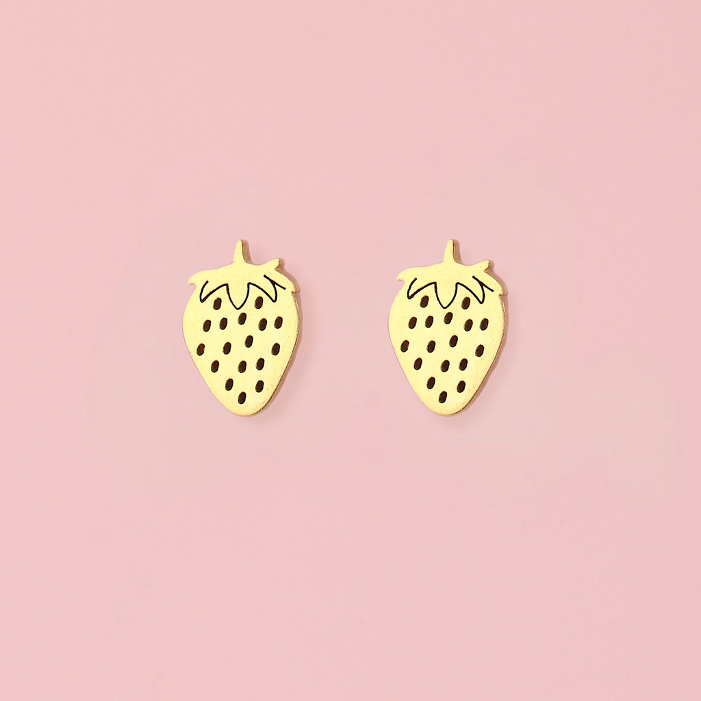 Gold plated stainless steel strawberry studs