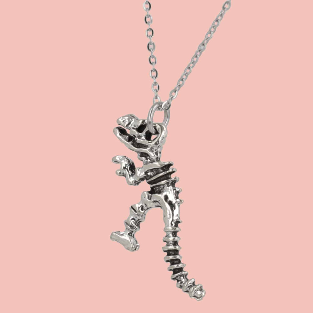 T-Rex Dinosaur Skeleton Necklace - Sour Cherry