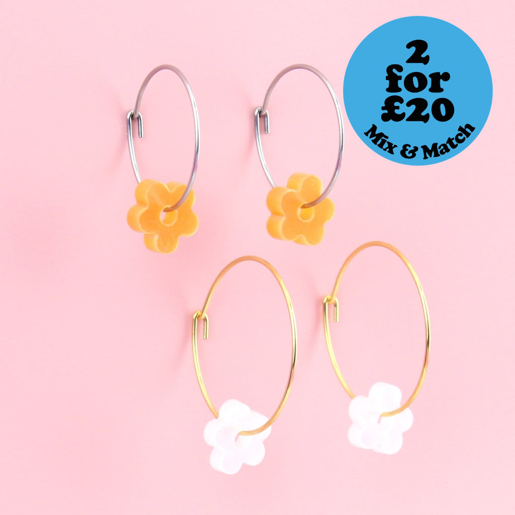 Tangerine Dream Flower Power Hoop Earring Set - Sour Cherry
