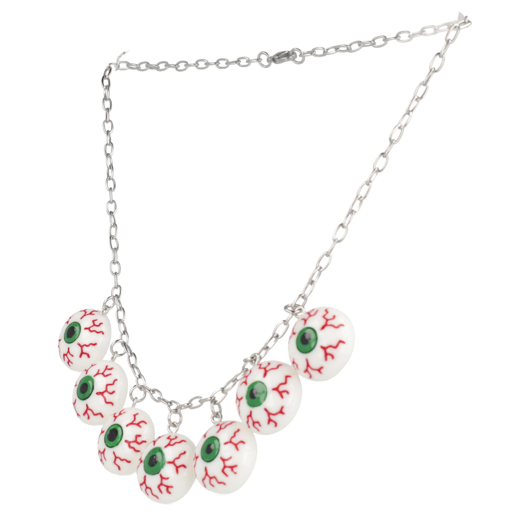 Seven Bloodshot eye pendants on an oval link stainless steel chain