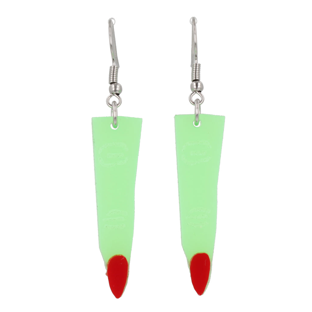 Green witch's fingers on stainless steel earwires