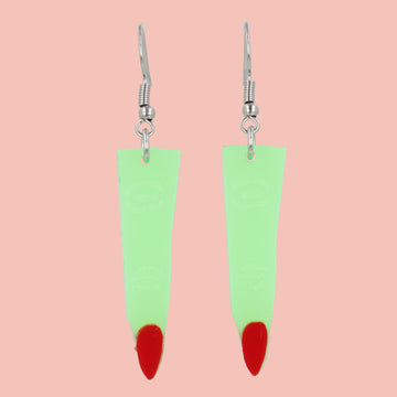 Green witch's fingers on stainless steel earwires