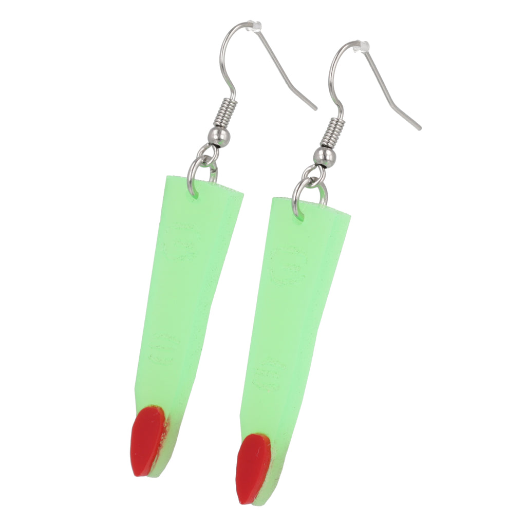 Green witch's fingers on stainless steel earwires