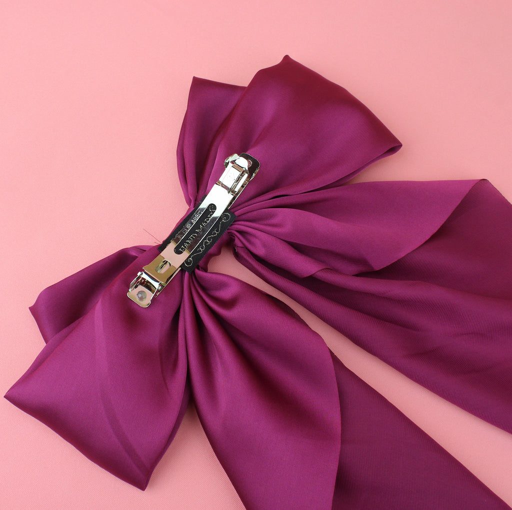 The Bigger The Bow Hair Clip - Maroon - Sour Cherry