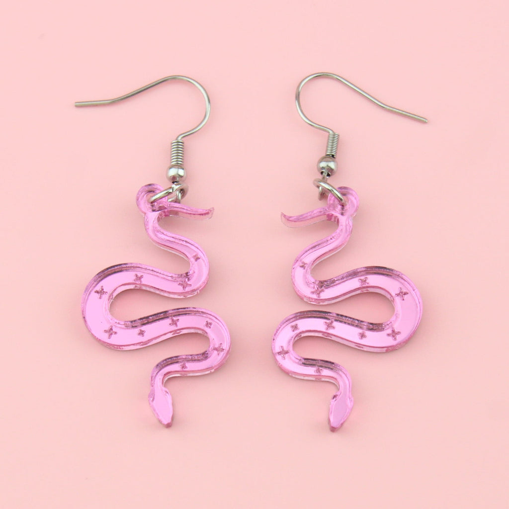 There's a Snake in My Boot Pink Earrings - Sour Cherry