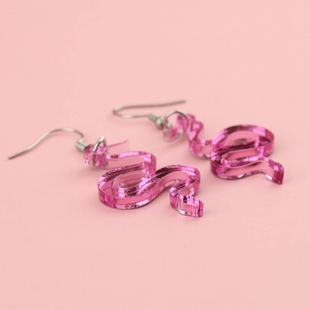 There's a Snake in My Boot Pink Earrings - Sour Cherry
