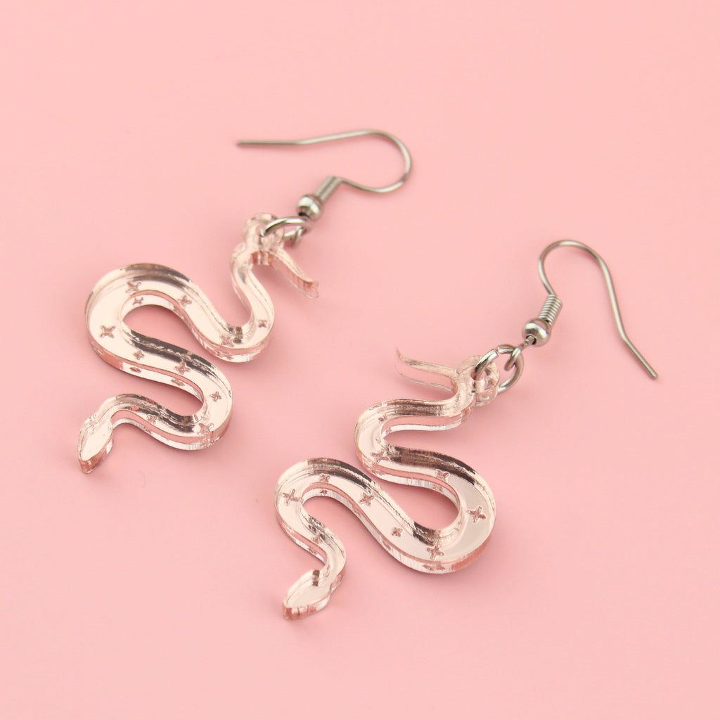 There's a Snake in My Boot Rose Gold Earrings - Sour Cherry