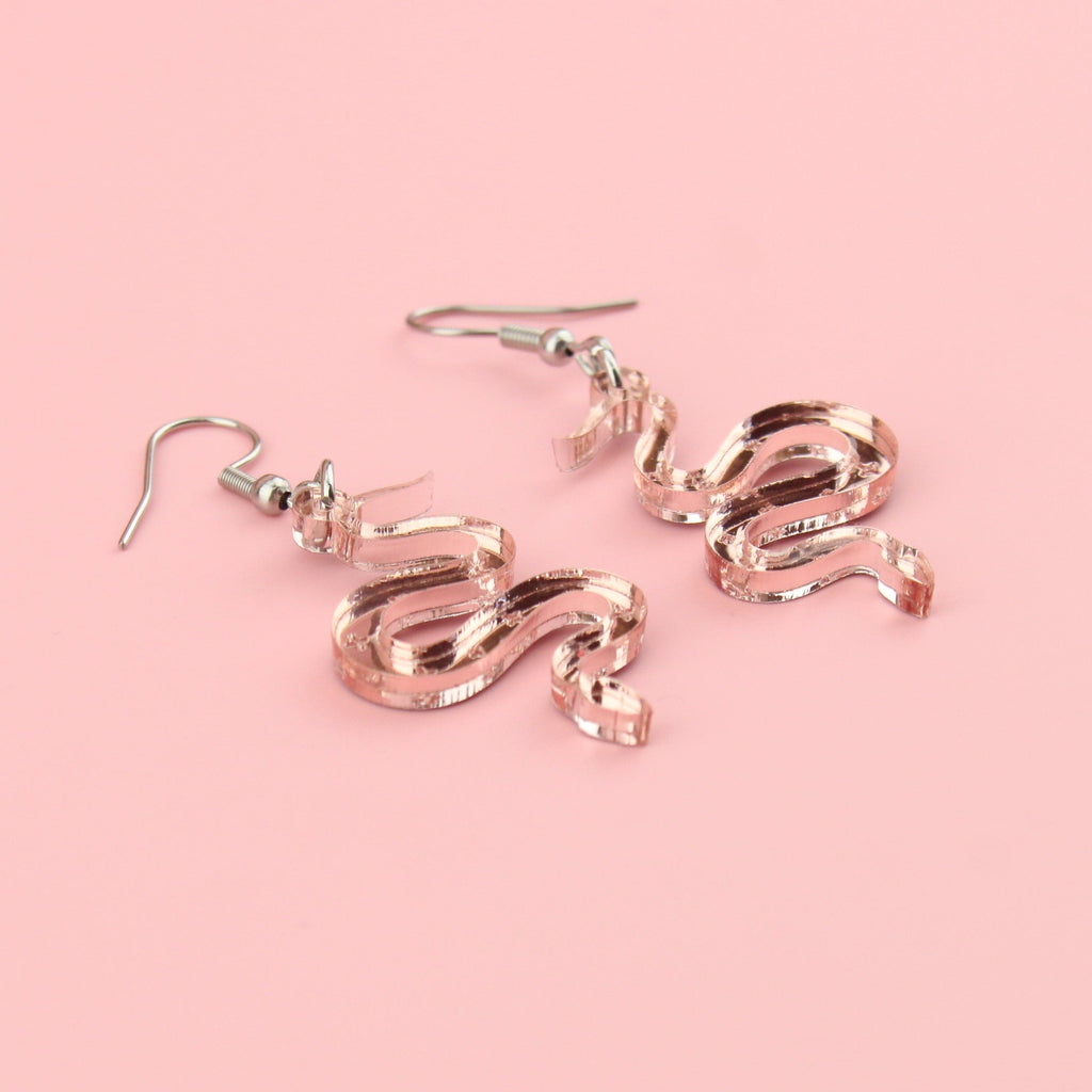 There's a Snake in My Boot Rose Gold Earrings - Sour Cherry