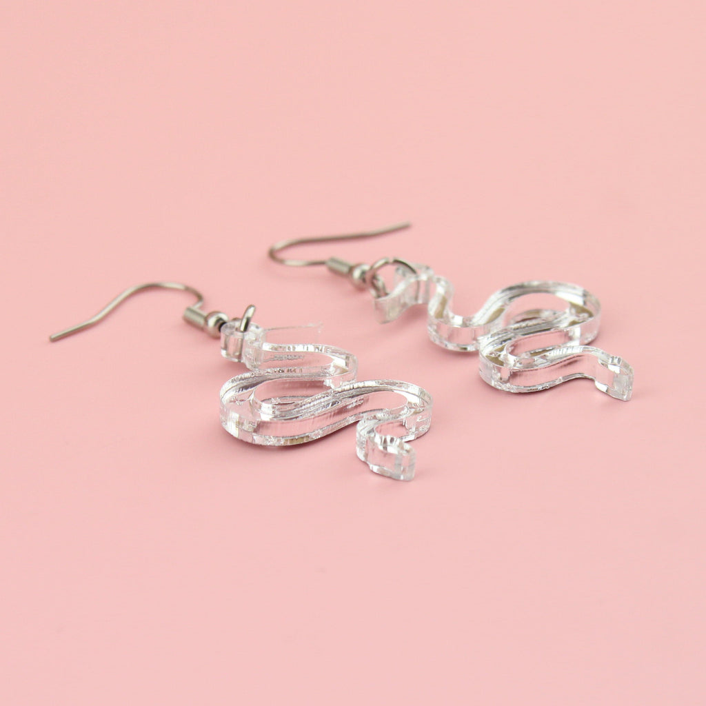 There's a Snake in My Boot Silver Earrings - Sour Cherry