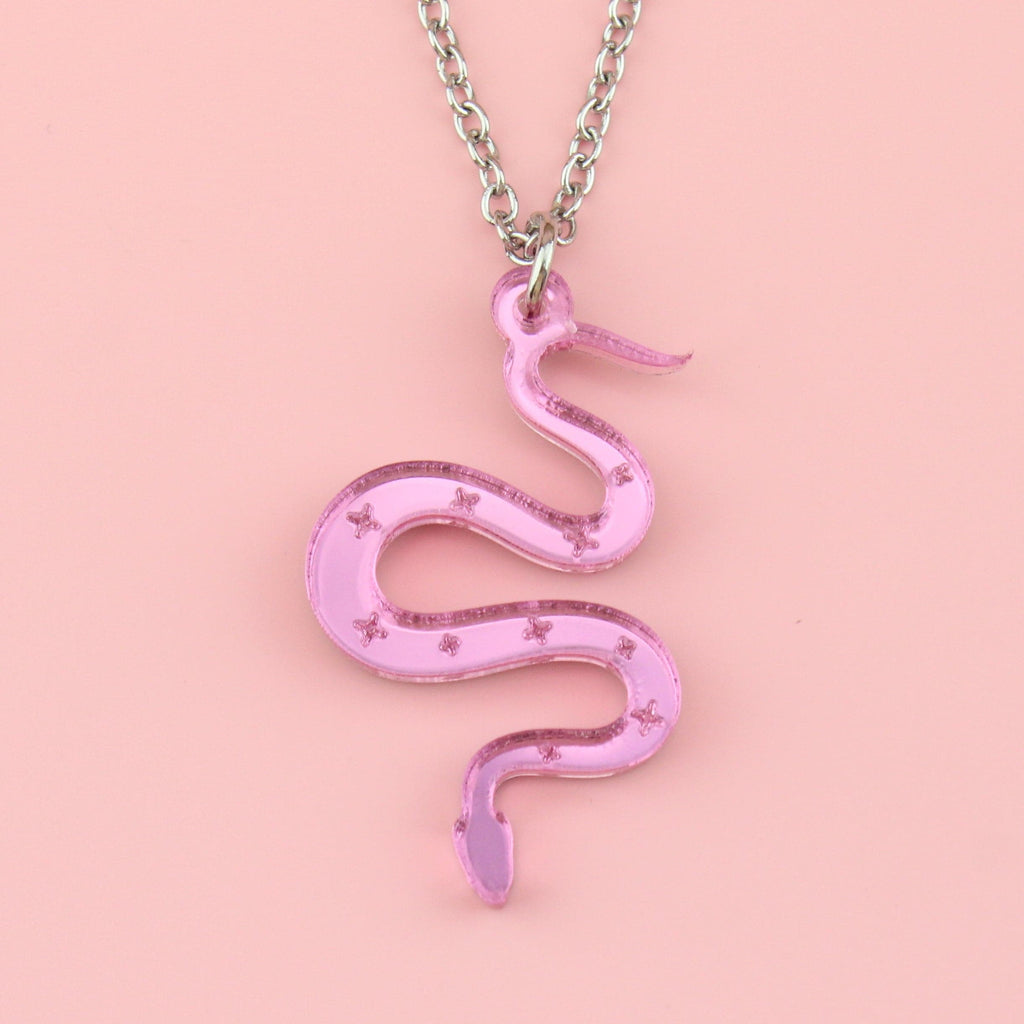 There's a Snake in My Boot Pink Necklace - Sour Cherry
